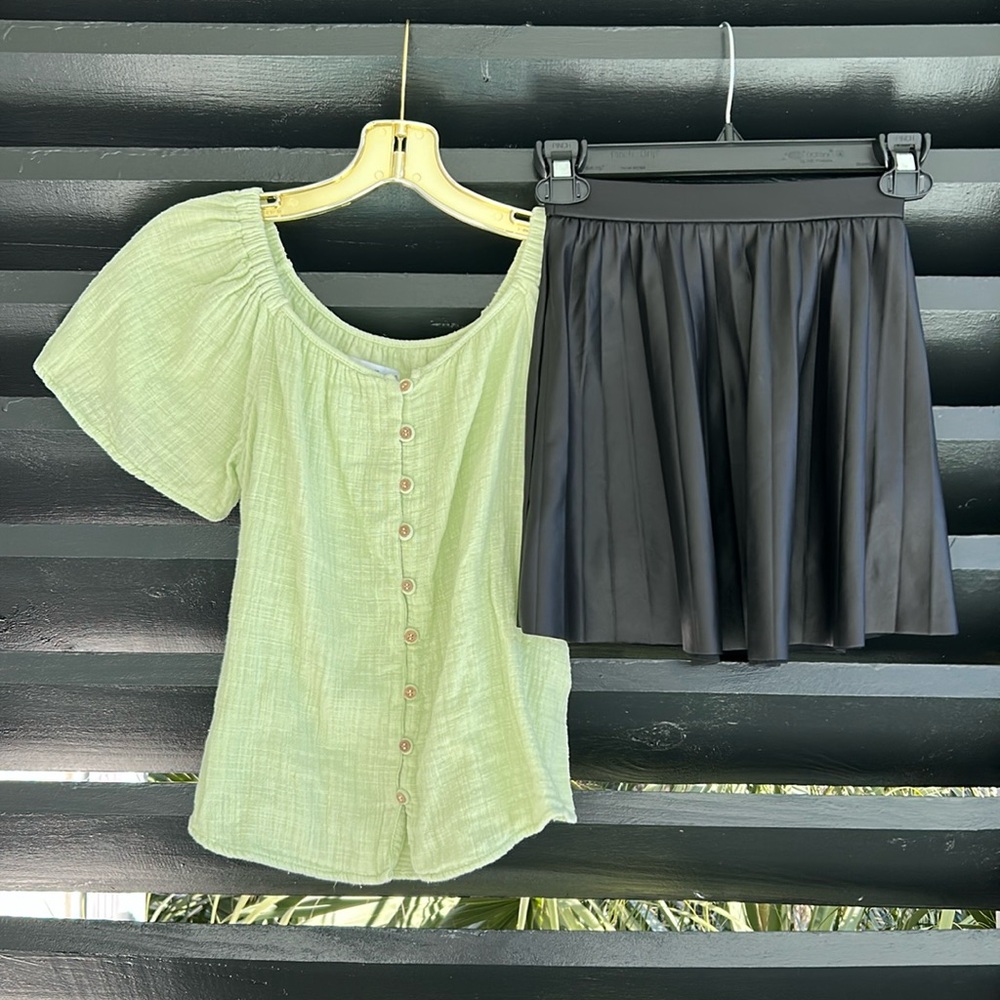 Zara Faux Leather Skirt & Top